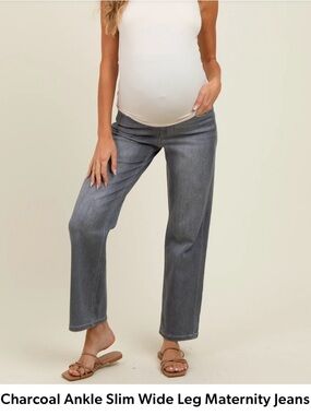 Pinkblush Charcoal Ankle Slim Wide Leg Maternity Jeans